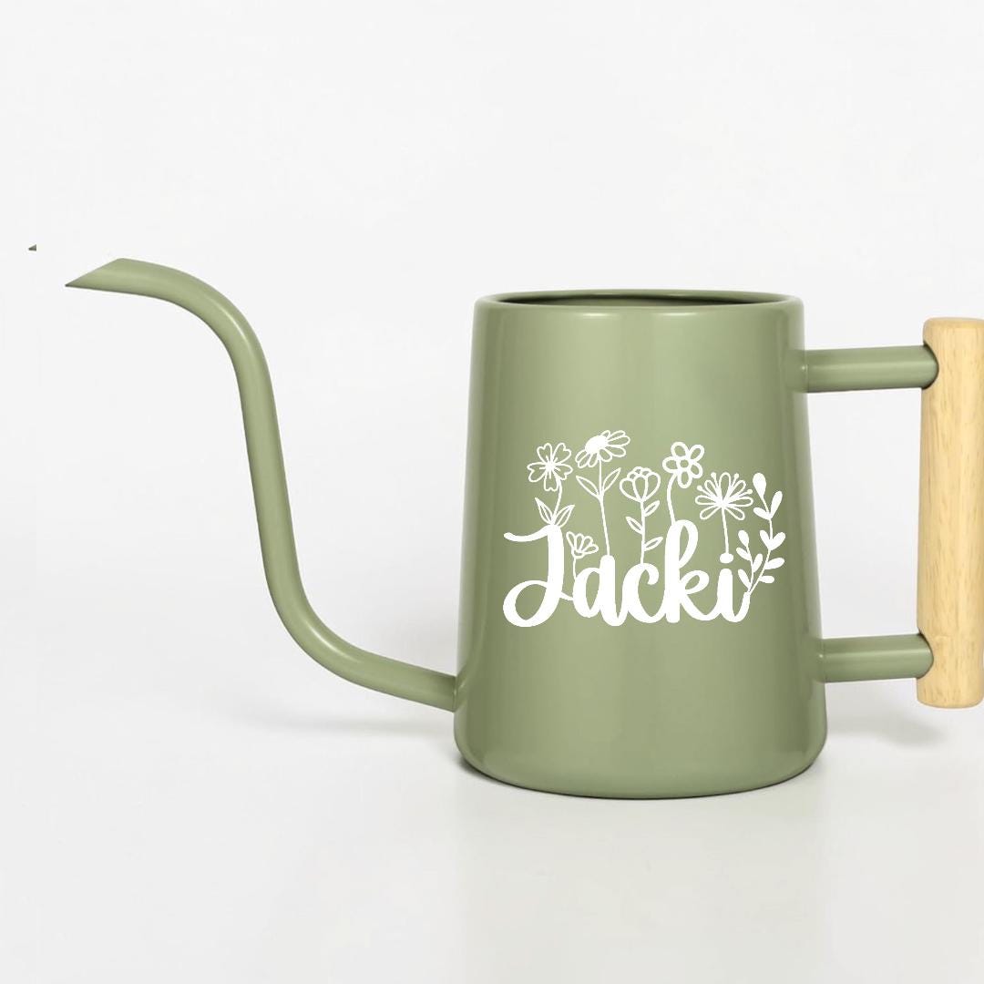 Personalized Watering Can with Custom Floral Letter Design
