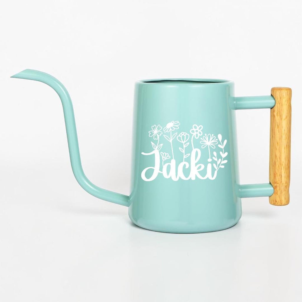 Personalized Watering Can with Custom Floral Letter Design