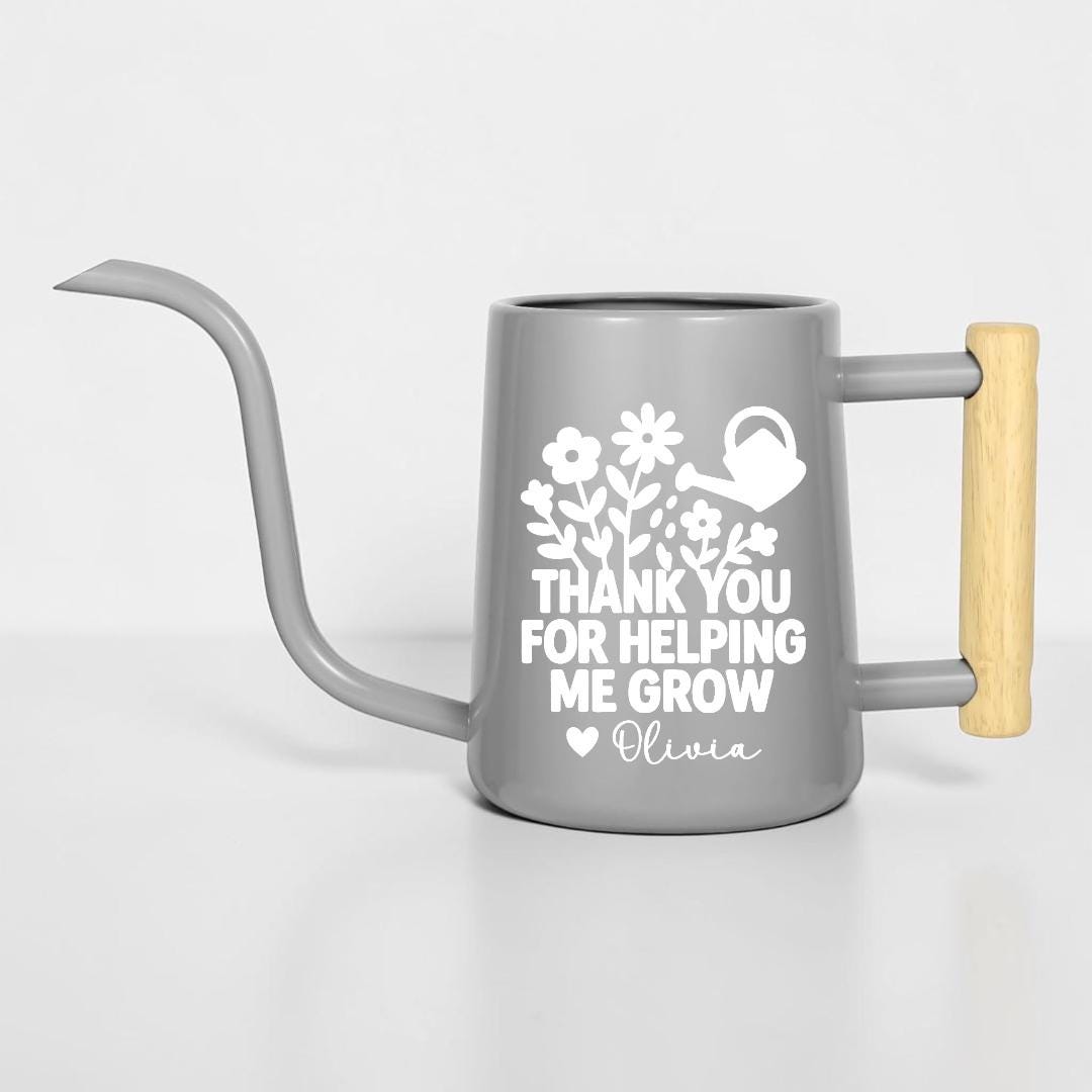 Personalized Metal Watering Can with Thank You for Helping Me Grow Design