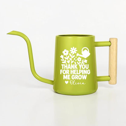 Personalized Metal Watering Can with Wood Handle | Thank You for Helping Me Grow