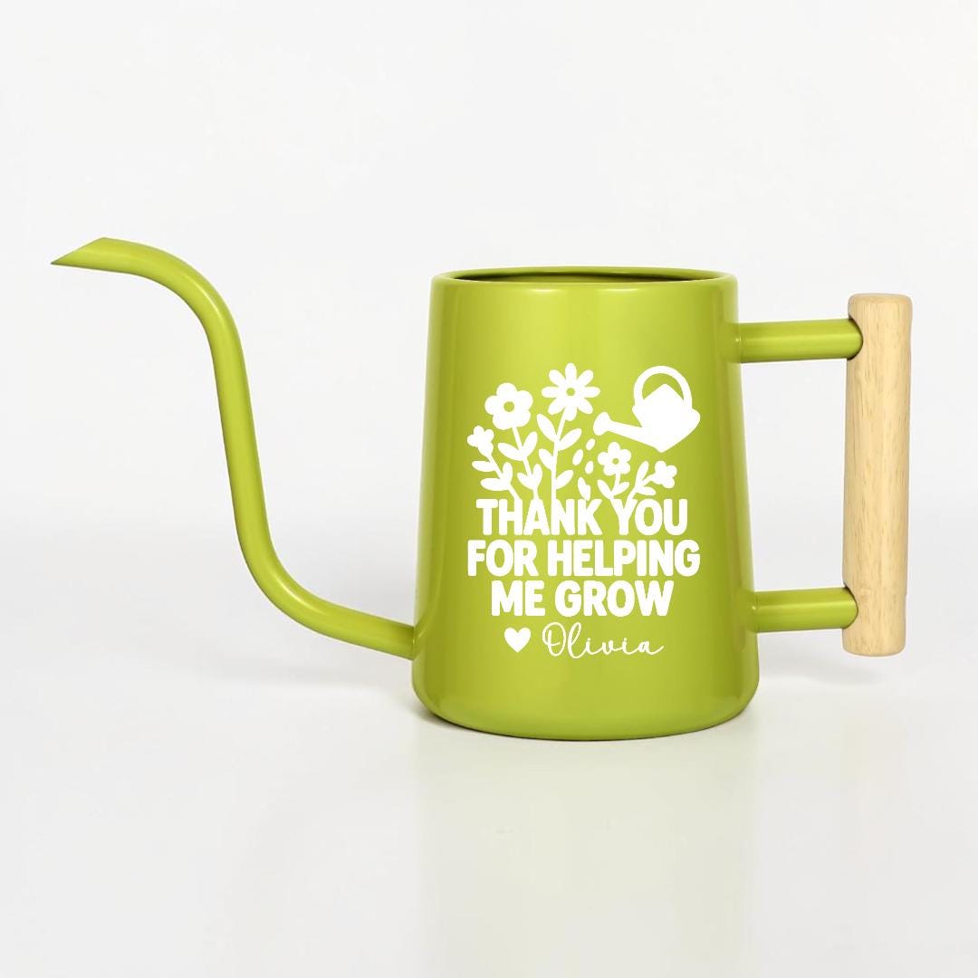 Personalized Metal Watering Can with Thank You for Helping Me Grow Design