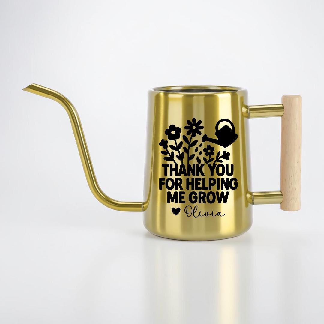 Personalized Metal Watering Can with Thank You for Helping Me Grow Design