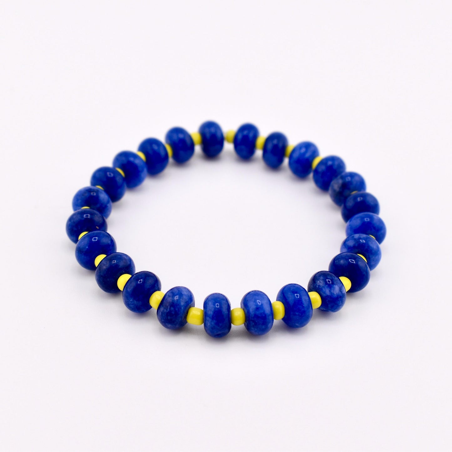 Handmade Blue Stone Bead Bracelet, Gold Initial Bracelet, Personalized Monogram Jewelry, Colorful Stackable Bracelets, Custom Gift for Her