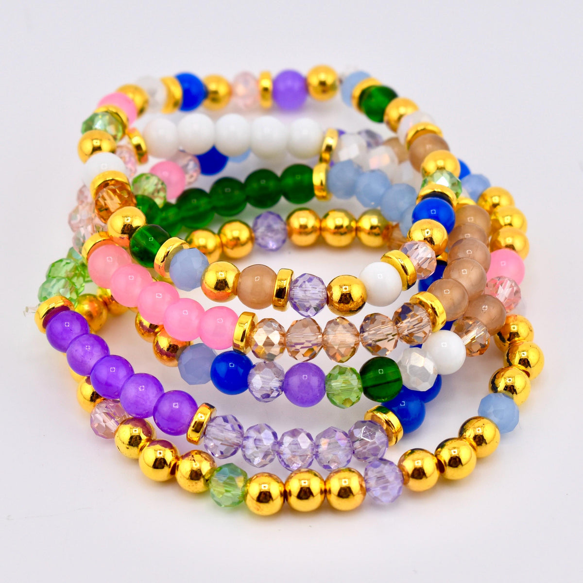 Wanderlust Beaded Bracelet Stack: Colorful Bracelet Set of 5