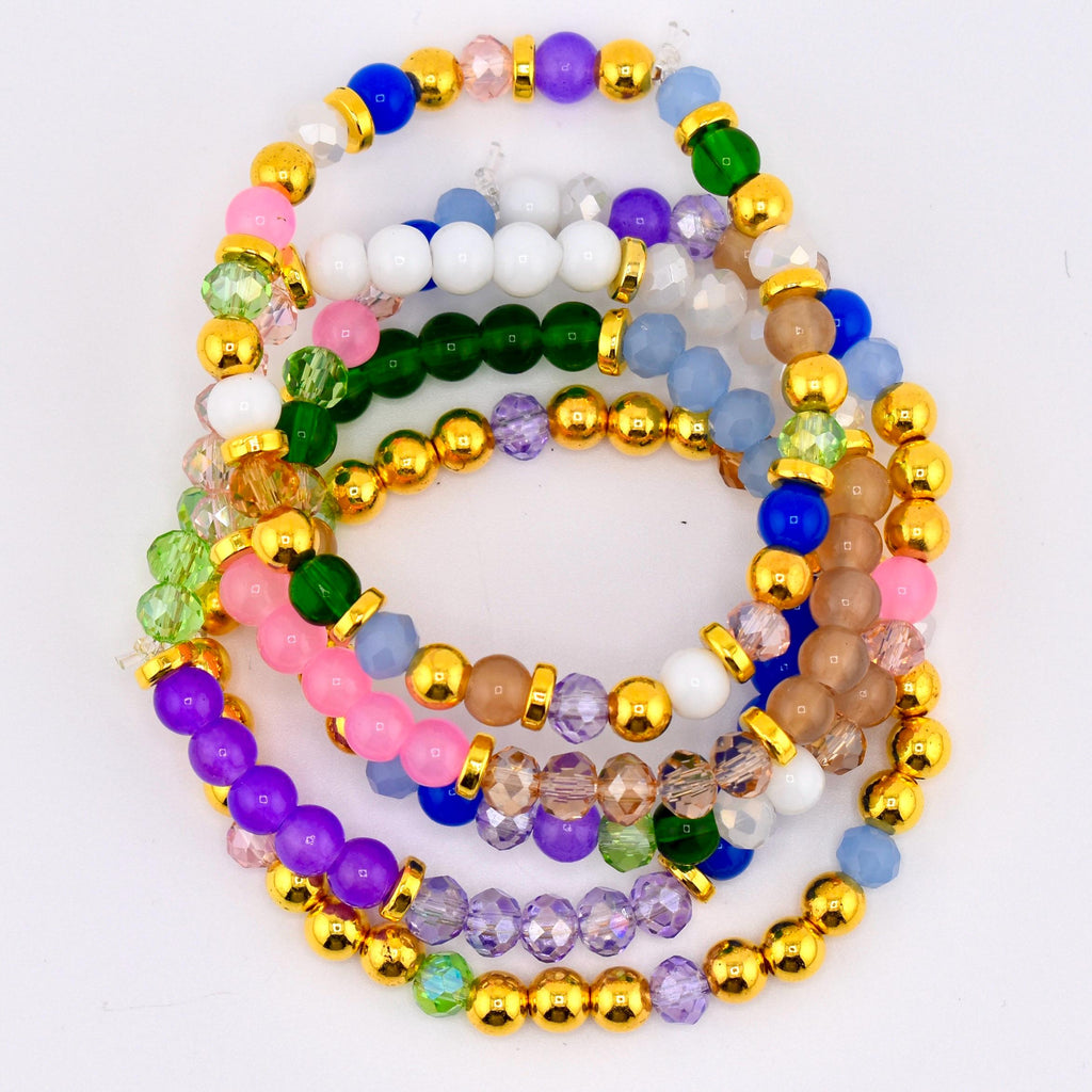 Wanderlust Beaded Bracelet Stack: Colorful Bracelet Set of 5