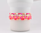 Sorbet Groove Beaded Bracelet Collection Pink Orange Daisy Accent Stackable Summer Jewelry