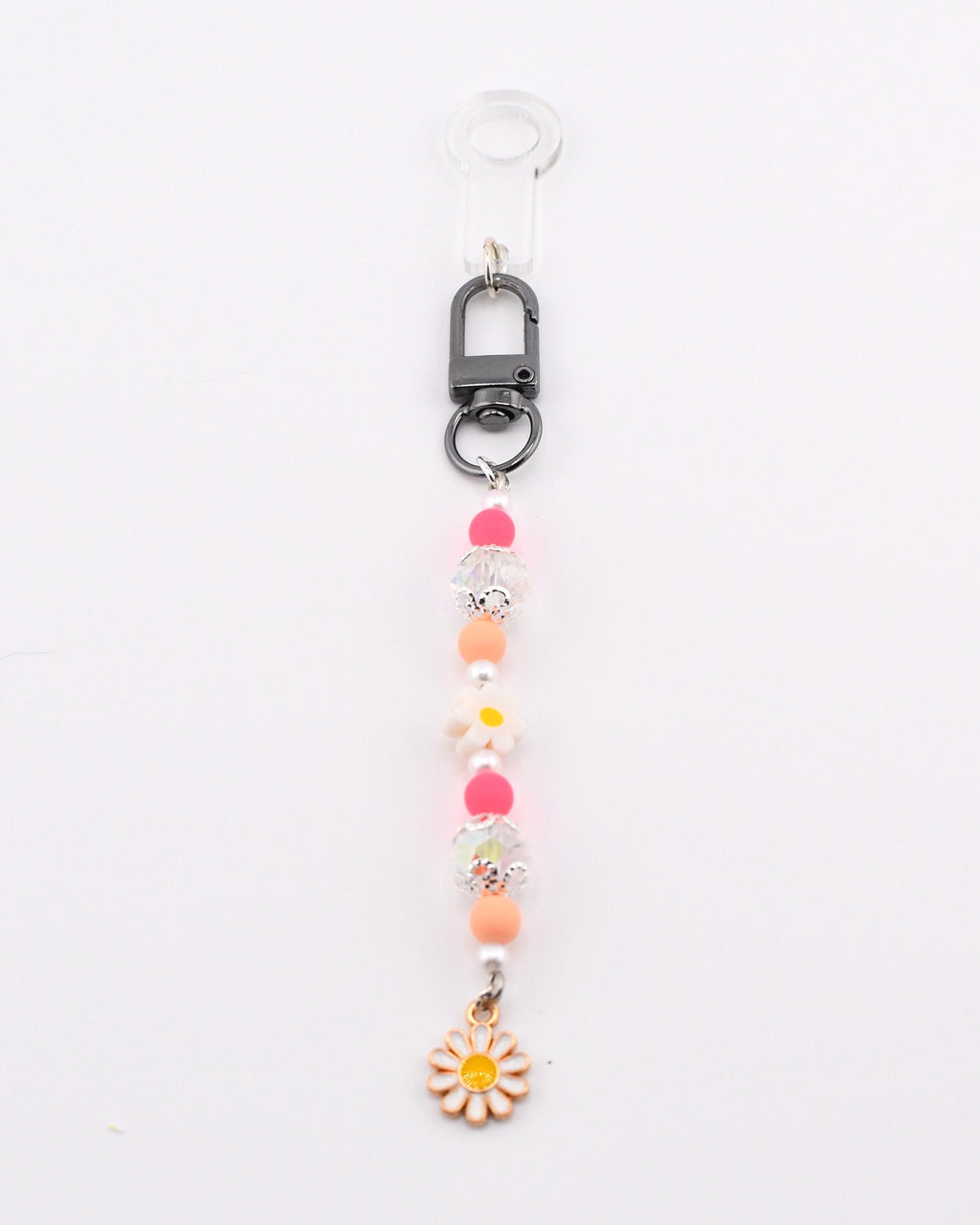 Sorbet Groove Tumbler Straw Charm: Pink Orange Daisy Beaded Y2K Coastal Accessory