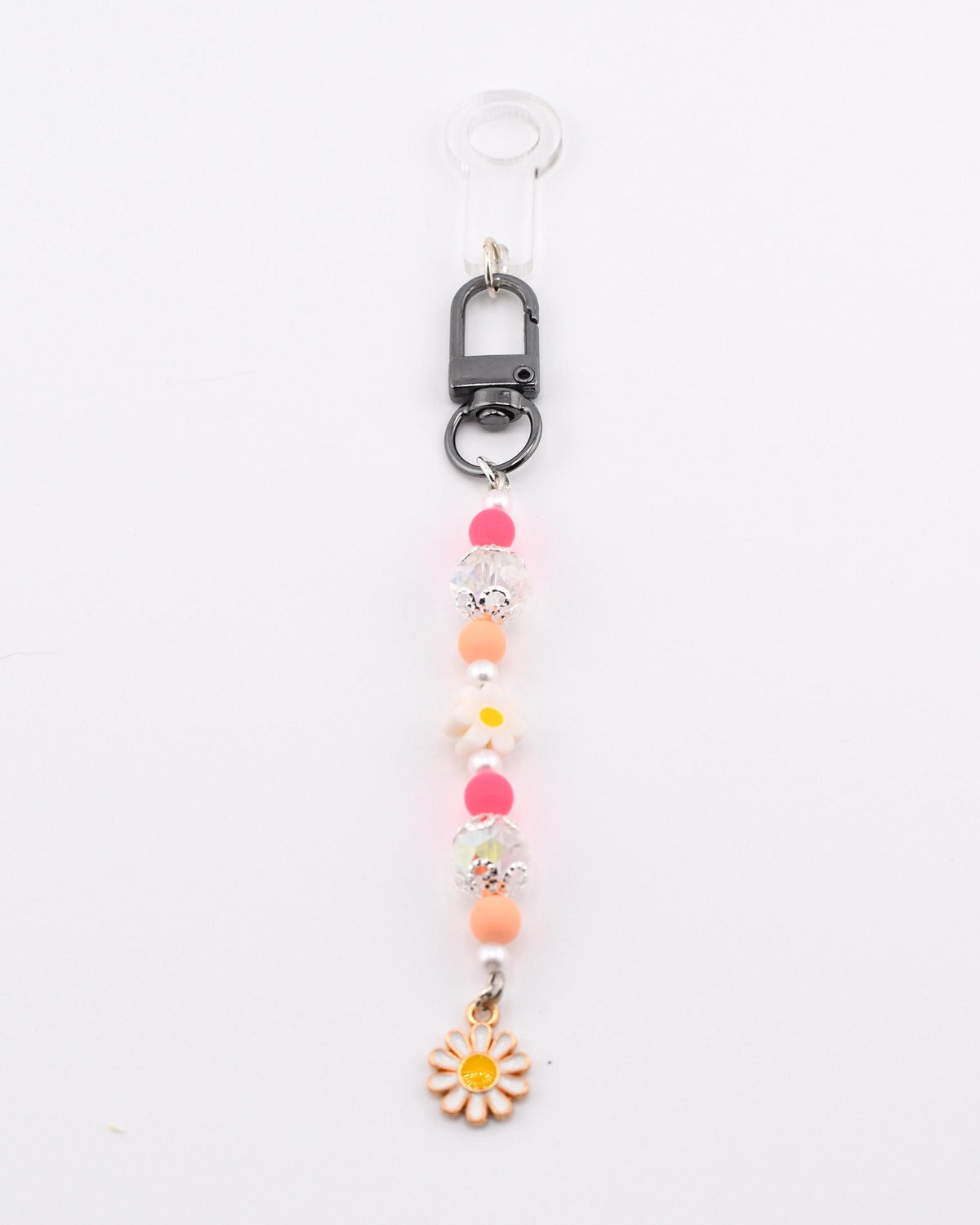 Sorbet Groove Tumbler Straw Charm: Pink Orange Daisy Beaded Y2K Coastal Accessory