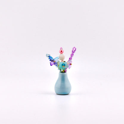 Mini Beaded Flower Magnets - Handmade Bead Flowers in a Glass Vase