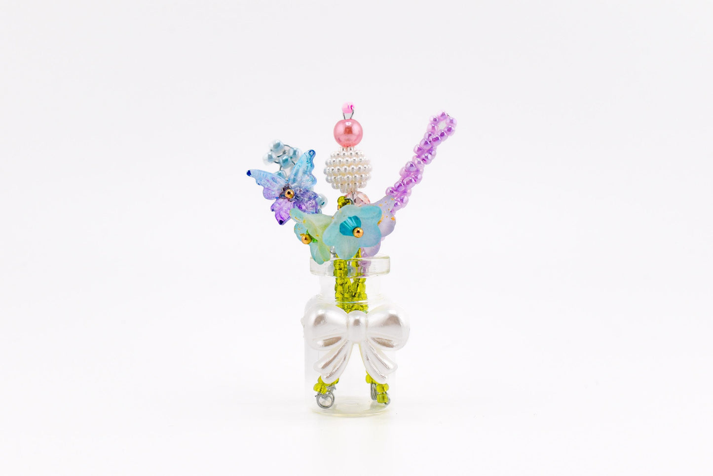 Mini Beaded Flower Magnets - Handmade Bead Flowers in a Glass Vase