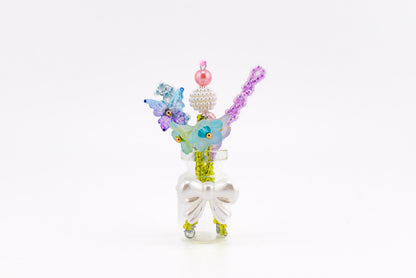 Mini Beaded Flower Magnets - Handmade Bead Flowers in a Glass Vase