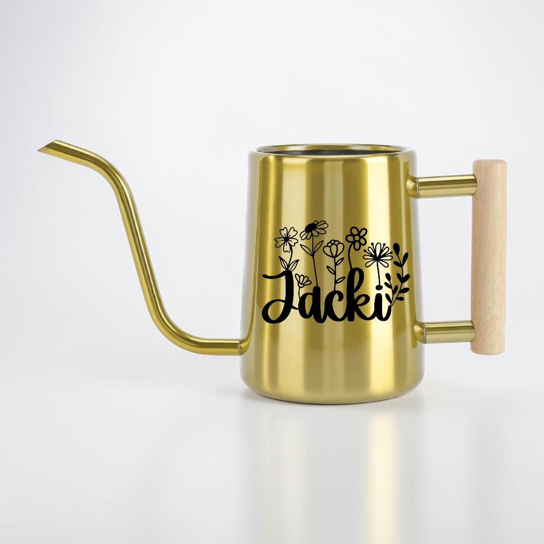 Personalized Watering Can with Custom Floral Letter Design