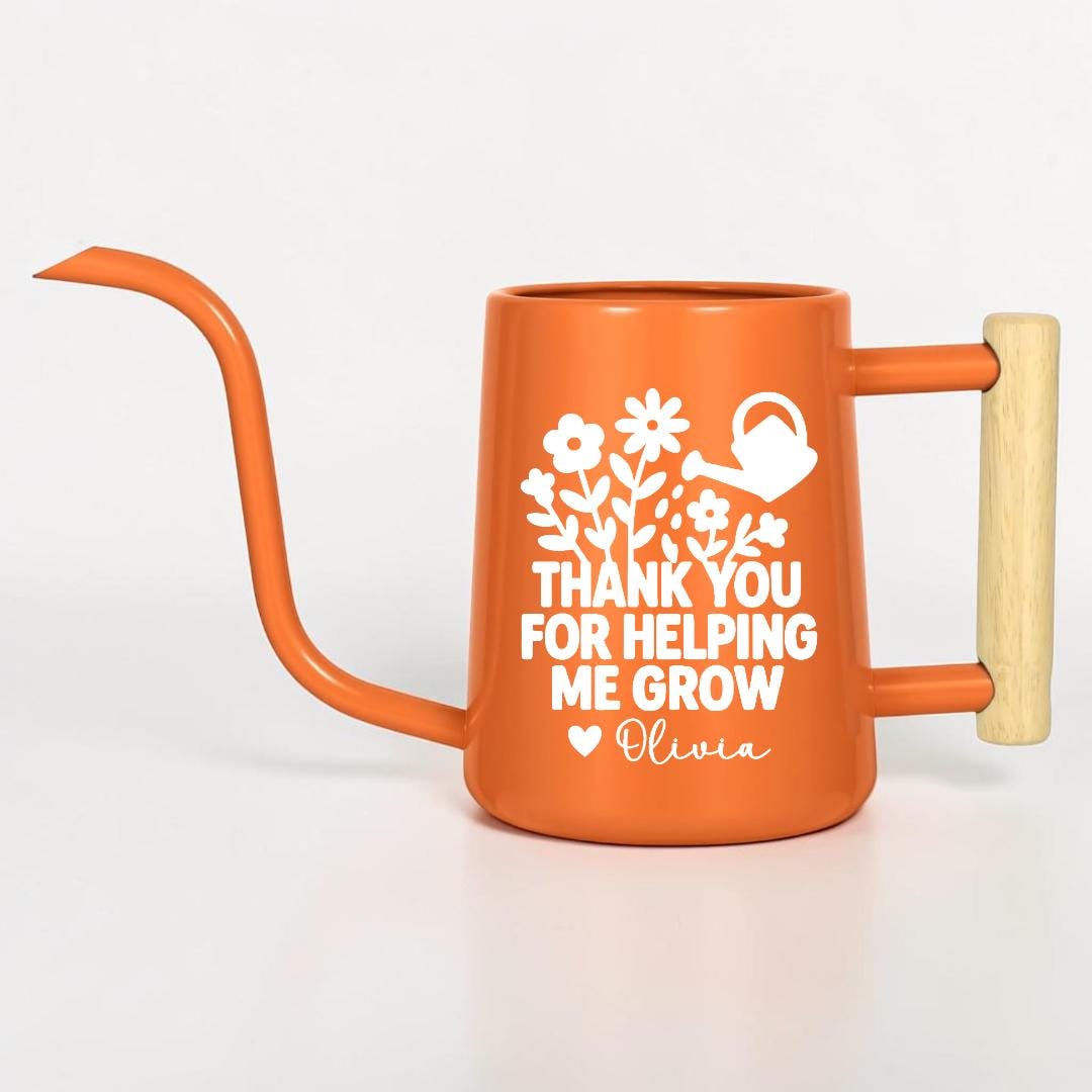Personalized Metal Watering Can with Thank You for Helping Me Grow Design