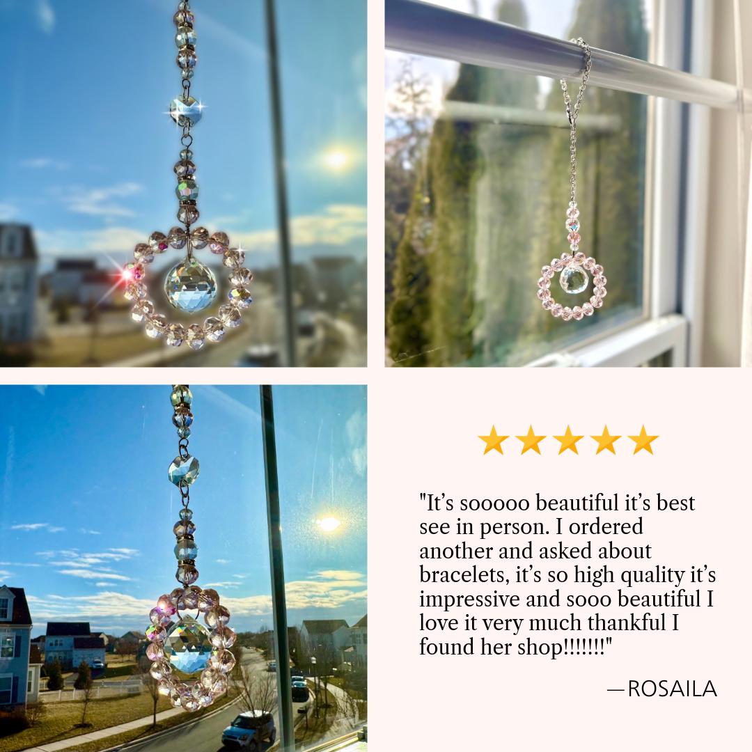Crystal Halo Prism Suncatcher Handmade Car Rearview Mirror or Window Hanging Charm