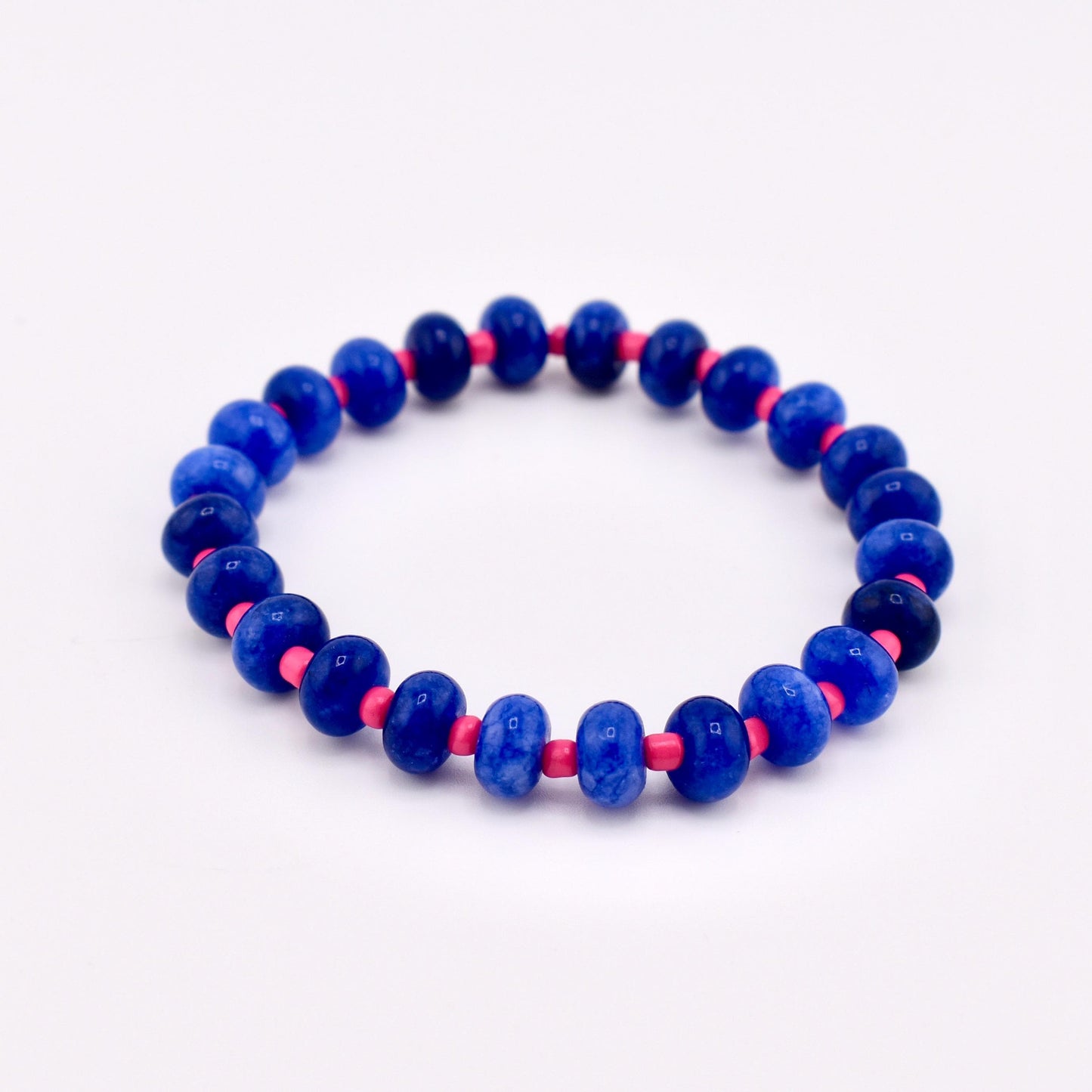 Handmade Blue Stone Bead Bracelet, Gold Initial Bracelet, Personalized Monogram Jewelry, Colorful Stackable Bracelets, Custom Gift for Her