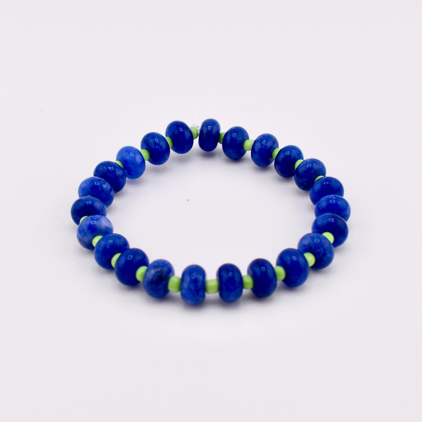Handmade Blue Stone Bead Bracelet, Gold Initial Bracelet, Personalized Monogram Jewelry, Colorful Stackable Bracelets, Custom Gift for Her