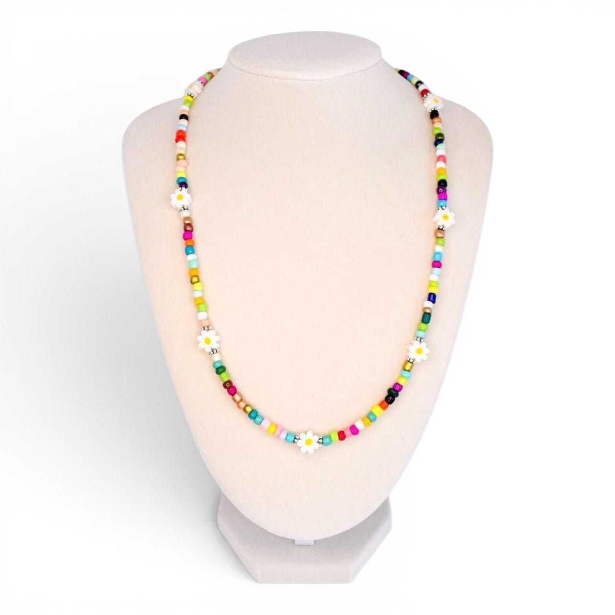 Colorful Seed Bead Daisy Necklace