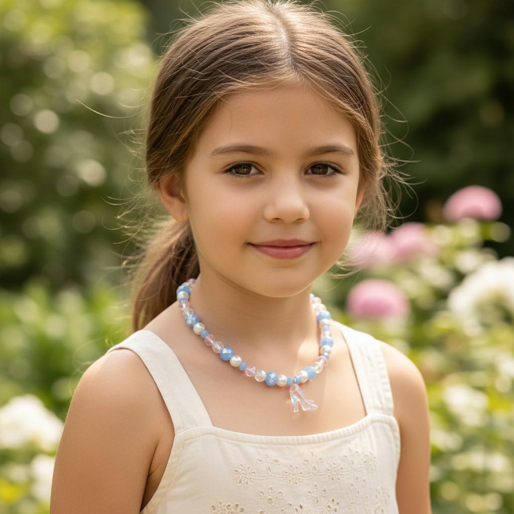 Blue and Pink Crystal Heart Charm Necklace – Dress Up Jewelry