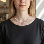 Pink Crystal Heart and Butterfly Necklace - Dress Up Jewelry