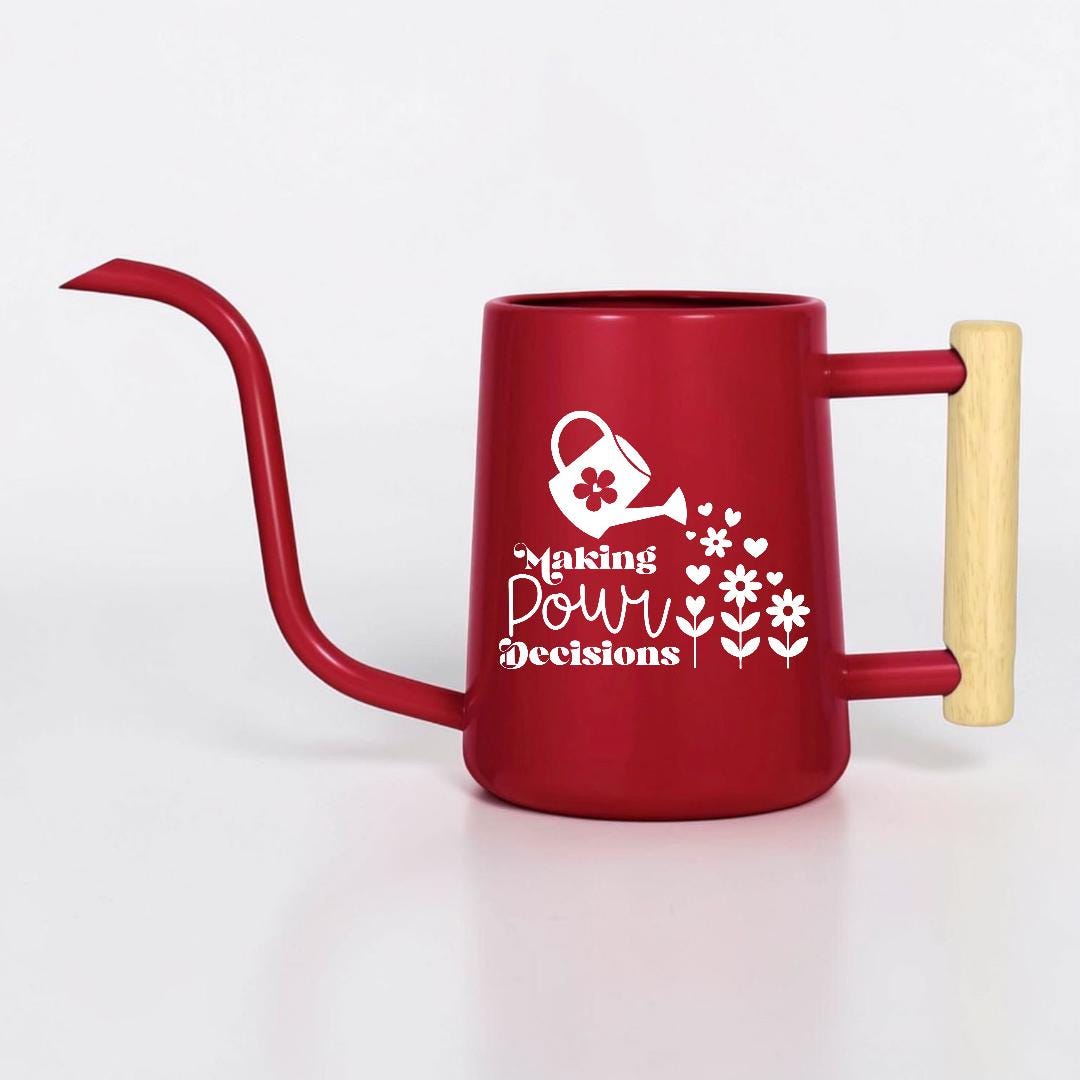 Metal Watering Can, "Making Pour Decisions" Plant Pun Gift
