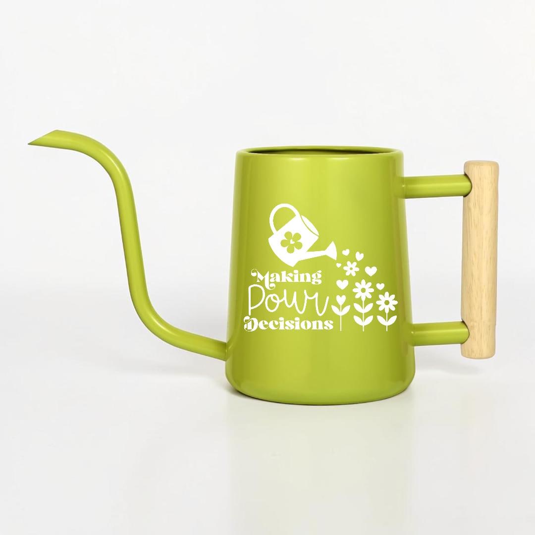 Metal Watering Can, "Making Pour Decisions" Plant Pun Gift