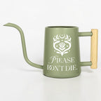 Metal Watering Can with Please Don't Die Plant Pun Design