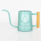 Metal Watering Can with Please Don't Die Plant Pun Design
