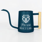 Metal Watering Can with Please Don't Die Plant Pun Design