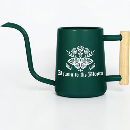 Gothic Moth Watering Can, Plant Watering Can with Wooden Handle, Floral Moth Plant Lover Gift, Goth Cottagecore Plant Decor