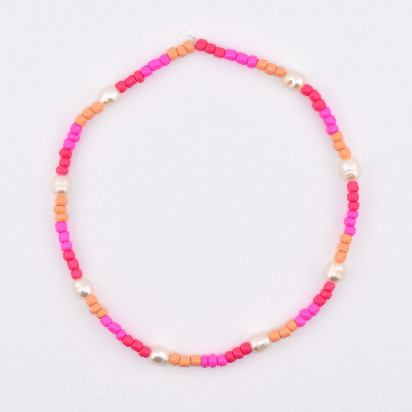 Sorbet Groove Bracelet Collection: Pink and Orange Beaded Bracelets with Daisy Accents