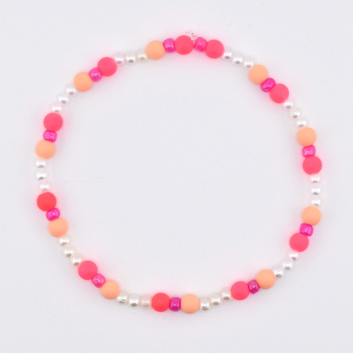 Sorbet Groove Bracelet Collection: Pink and Orange Beaded Bracelets with Daisy Accents