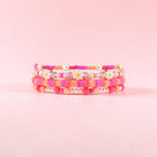Sorbet Groove Beaded Bracelet Collection Pink Orange Daisy Accent Stackable Summer Jewelry