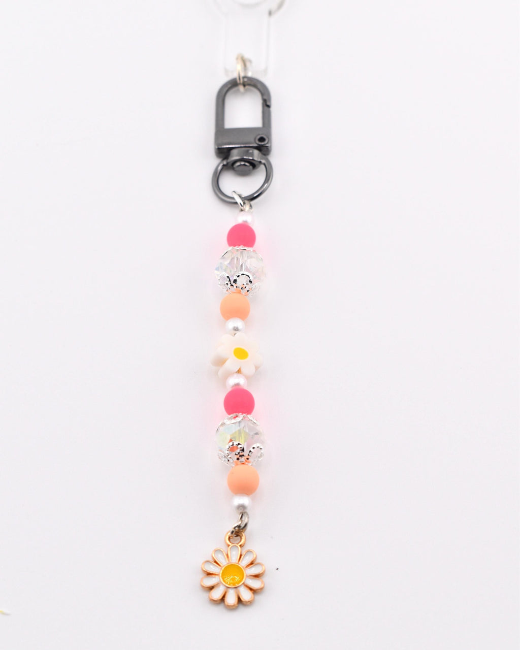 Sorbet Groove Tumbler Straw Charm: Pink Orange Daisy Beaded Y2K Coastal Accessory