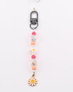 Sorbet Groove Tumbler Straw Charm: Pink Orange Daisy Beaded Y2K Coastal Accessory