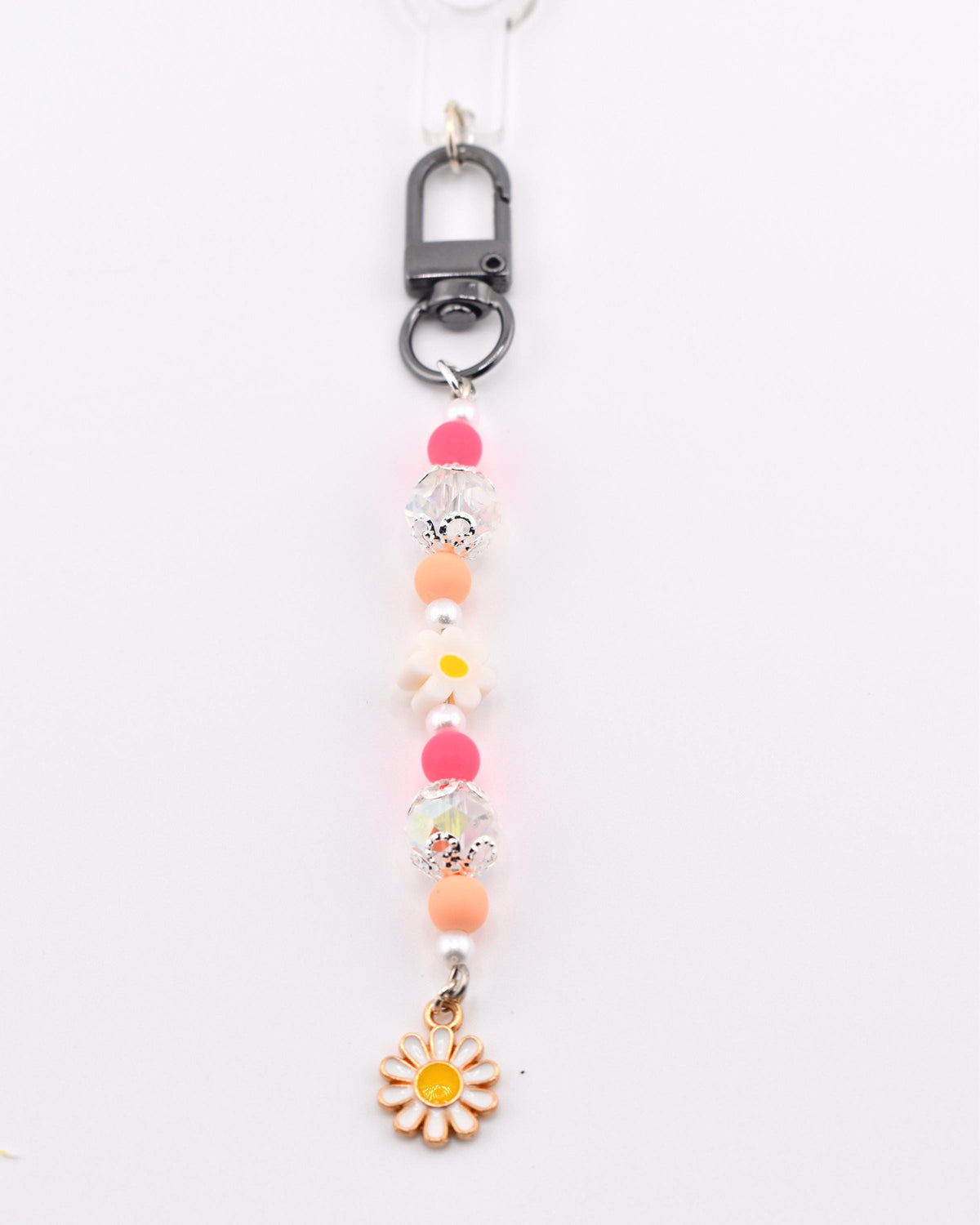 Sorbet Groove Tumbler Straw Charm: Pink Orange Daisy Beaded Y2K Coastal Accessory