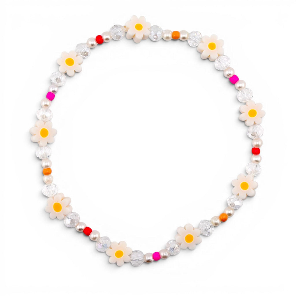 Sorbet Groove Beaded Bracelet Collection Pink Orange Daisy Accent Stackable Summer Jewelry