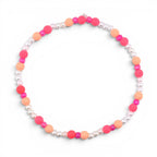 Sorbet Groove Beaded Bracelet Collection Pink Orange Daisy Accent Stackable Summer Jewelry
