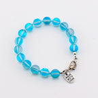 Frosted Glass Bead Bracelet: Sea Glass Style, Aqua, Pink, Purple Stackable Jewelry