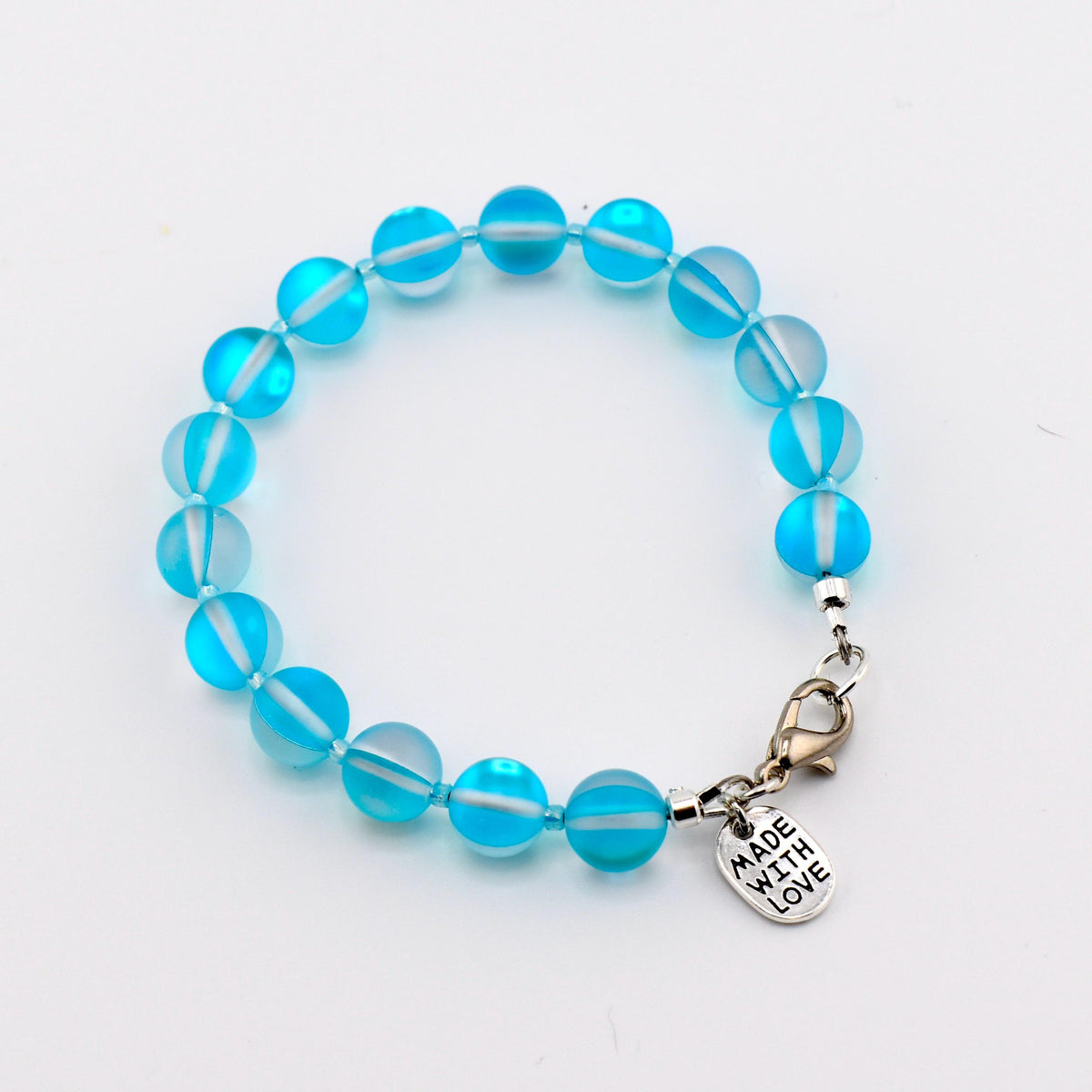 Frosted Glass Bead Bracelet: Sea Glass Style, Aqua, Pink, Purple Stackable Jewelry
