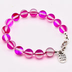 Frosted Glass Bead Bracelet: Sea Glass Style, Aqua, Pink, Purple Stackable Jewelry