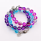 Frosted Glass Bead Bracelet: Sea Glass Style, Aqua, Pink, Purple Stackable Jewelry