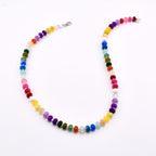 Rainbow Gemstone Rondelle Necklace | Multicolor Candy Stone Jewelry, Handmade
