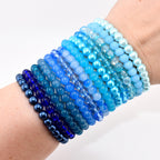 Blue Beaded Stretch Bracelet | Minimalist Bead Stacking Bracelet