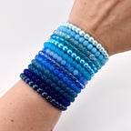Blue Beaded Stretch Bracelet | Minimalist Bead Stacking Bracelet