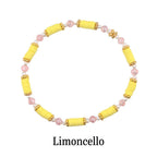 Lemon Haze & Polaroid Rose Bracelet Collection: Yellow Pink And Gold Beaded Bracelets