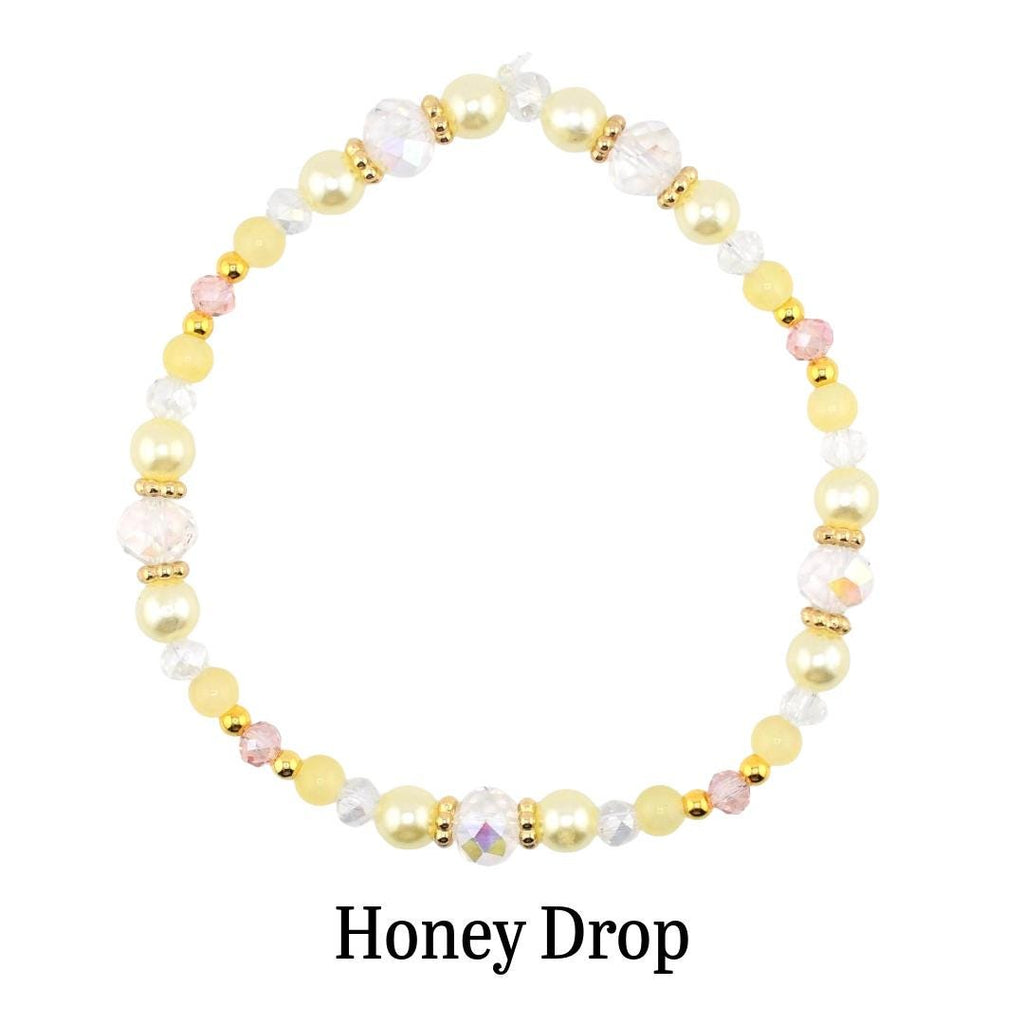 Lemon Haze & Polaroid Rose Bracelet Collection: Yellow Pink And Gold Beaded Bracelets
