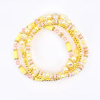 Lemon Haze & Polaroid Rose Bracelet Collection: Yellow Pink And Gold Beaded Bracelets