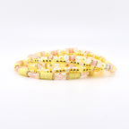 Lemon Haze & Polaroid Rose Bracelet Collection: Yellow Pink And Gold Beaded Bracelets