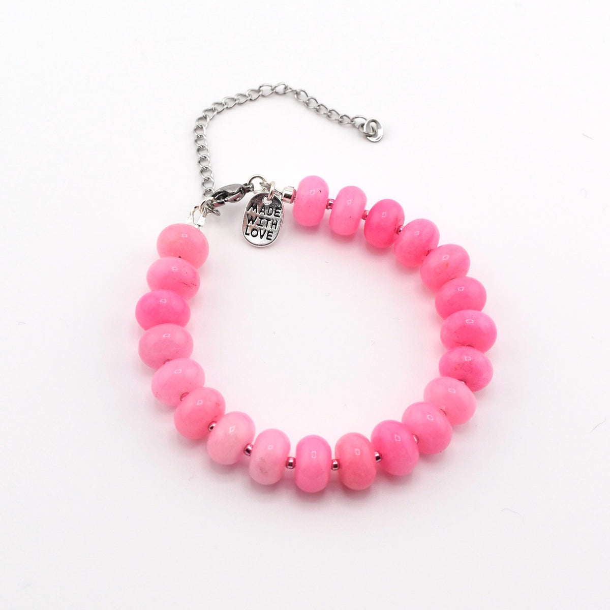 Pink Jade Beaded Bracelet