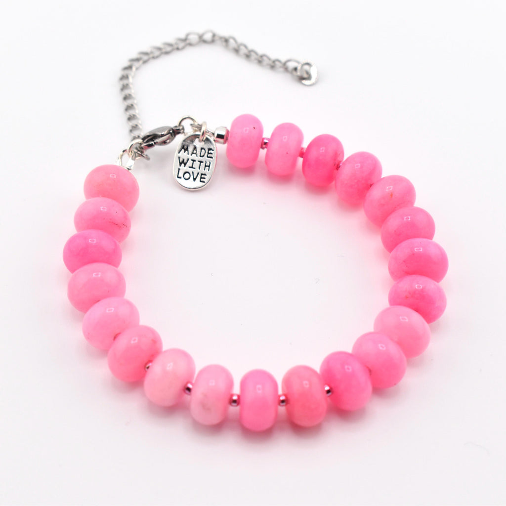 Pink Jade Beaded Bracelet